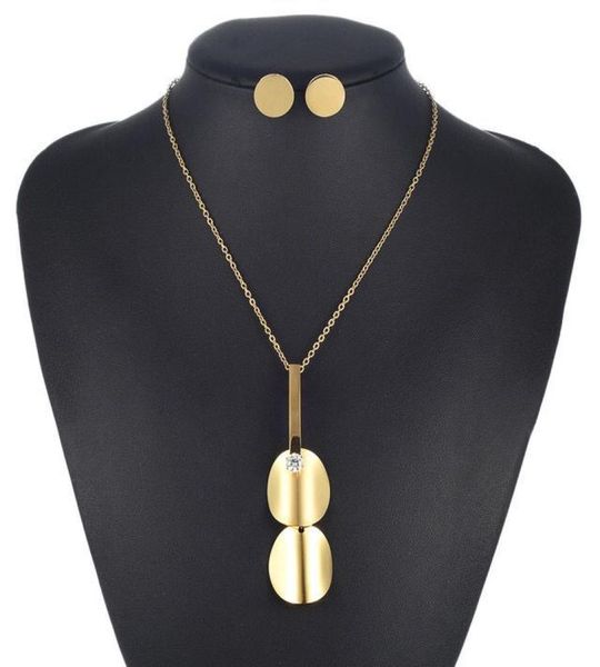 

316l stainless steel necklace fashion chain pendant round circle charm necklace gold silver color link necklace whole2720565