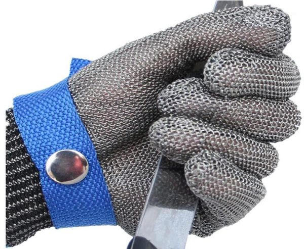 

fingerless gloves whole cut proof stab anticutting resistant stainless steel metal mesh butcher high performance protect wir8428104, Blue;gray