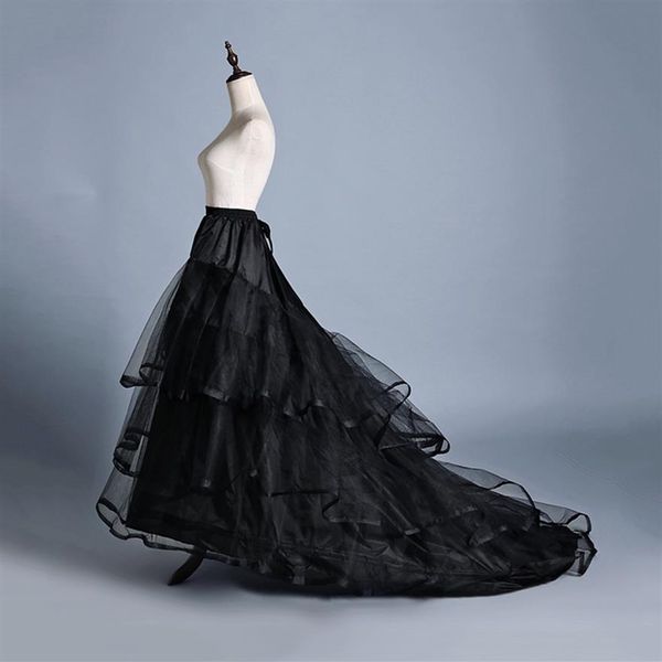 

real image a line black petticoat crinoline layers wedding bridal dresses petticoat size sweep train underskirt wedding acces291o, White