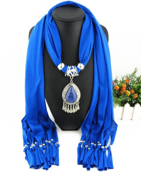 

fashionable waterdrop pendant scarf lady039s resin drop pendant necklace charm jewelty scarves for women2299518, Blue;gray