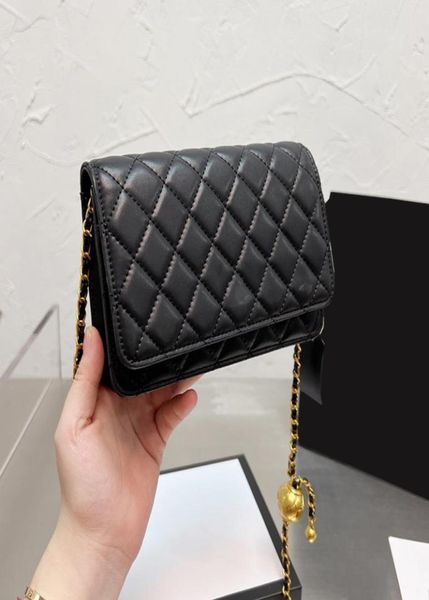 

classic mini flap lambskin wallet with chain bags crush gold ball card holder purse matelasse chain crossbody shoulder multi poche8604622, Red;black