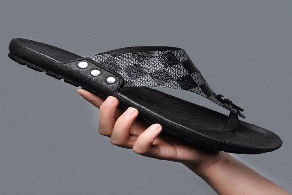 

men039s leather slippers stylish personalized flipflops for home and outdoor comfort nonslip wear resistant b2779981, Black