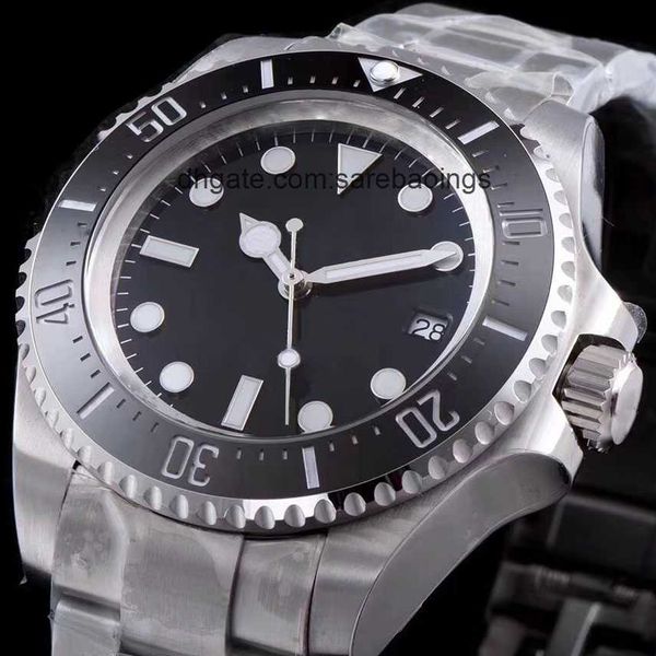 

st9 watch stanless steel deep men ceramic bezel black blue dial glide lock clasp automatic business casual mens watches, Slivery;golden
