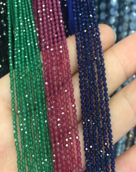 

faceted natural stone beads 2mm red green blue gem stone bead for bracelet necklace strand 150390393771392, Black