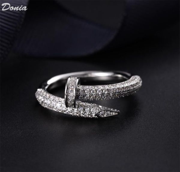 

donia jewelry luxury ring exaggerated european and american fashion nails titanium microinlaid zircon creative designer gifts7618713, Silver