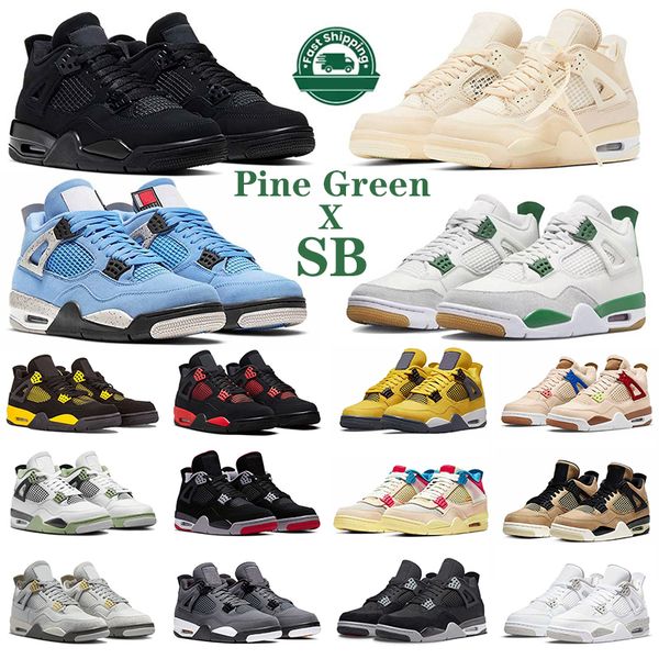 

4 basketball shoes black cat jumpman 4s men women pine green unversity blue red thunder military black tour yellow seafoam guava ice trainer