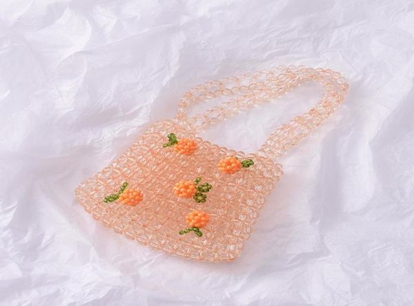 

evening bags clear crystal girl diy beaded woven handbag retro orange soda bag for women 2022 handmade gift lady8307337