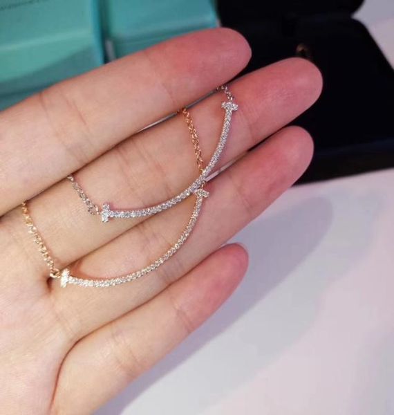 

smiling face necklace women039s smiling pendant 925 silver 18k rose color gold clavicle chain new style8979904