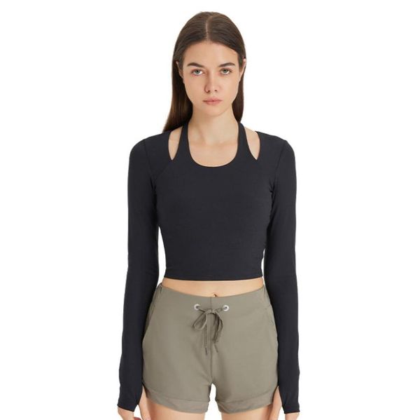 

14 slim fit sweatshirt hangs neck yoga long sleeve shirts soft against skin tee with removable cups sports quick dry t2987402