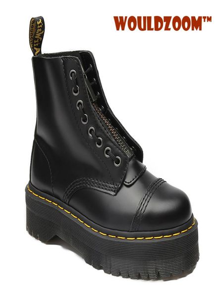 

2020 winter motocyle women boots platform 6cm genuine leather zipper ankle boots high waterproof dr boot shoes1636099, Black