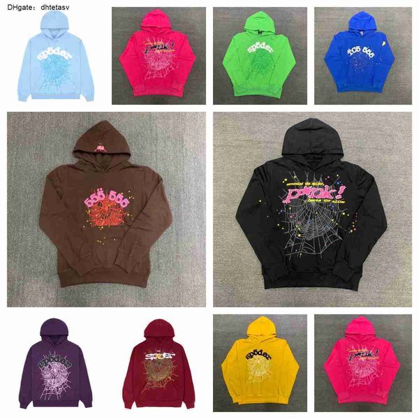 

mens hoodies sweatshirts 2023 new sky blue sp5der hoodie men women 1 hip hop young thug spider hoodie world wide 555555 sweatshirts print pu, Black