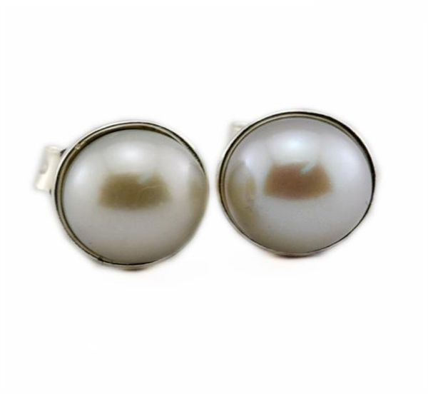 

new authentic 925 sterling silver elegant beauty stud earrings freshwater pearl brincos earing for women birthday wedding fashion 6728814, Golden;silver