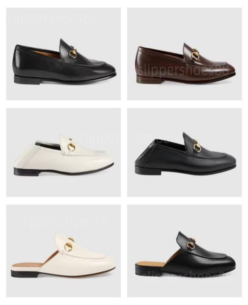 

womens dress shoes slip on loafers designer leather jordaan princetown metal chain mule slipper loafer mules slippers fashion comf5435260, Black