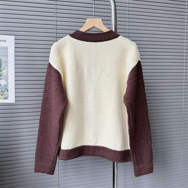 

autumn and winter korean womens sweaters niche design feeling lazy wind color matching loose sweater coat cardigan, White;black