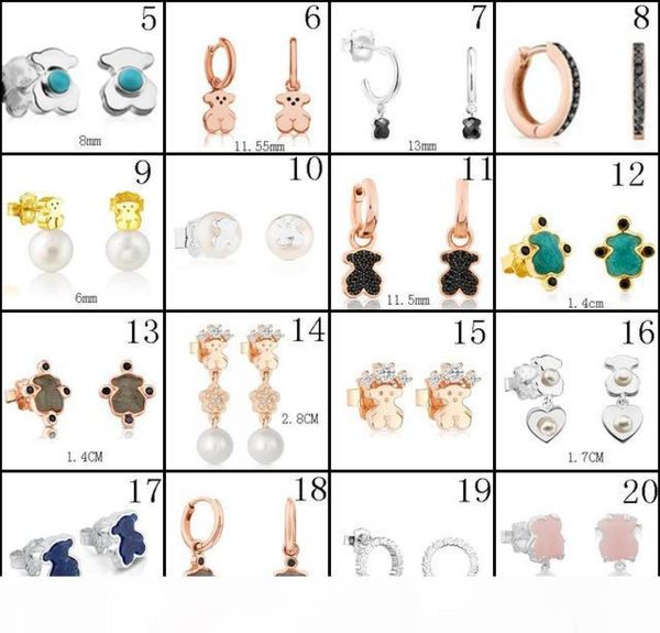 

2020 100 925 sterling silver bear stud earrings classic pierced stud earrings jewelry manufacturers whole 129964531, Golden;silver