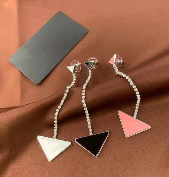 

triangle stud earrings for women fashion inverted geometric studs p letter diamond long earring4081736, Golden;silver