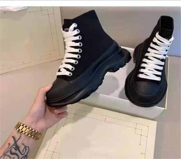 

luxury designer women tread slick boots polished leather canvas laceup rubber round toe platform genuine leathers lining fashion 8729776