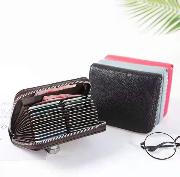 

new genuine leather zipper women short style designer card holders wallets lady fashion casual cow leather zero purses no1985839202, Brown;gray