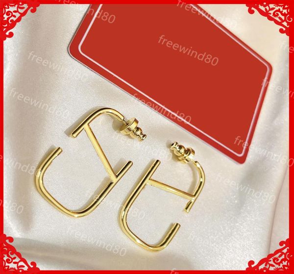 

fashion stainless steel ear studs for lady luxurys designers earrings women rose goldcolor v letter triangle earings party weddin8838908, Golden;silver