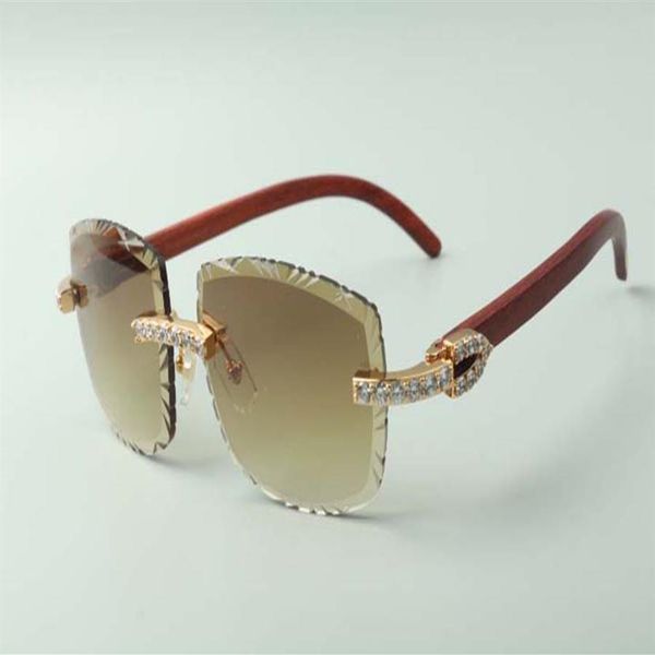 

2021 designers sunglasses 3524023 xl diamonds cuts lens natural original wooden temples glasses size 58-18-135mm291g, White;black