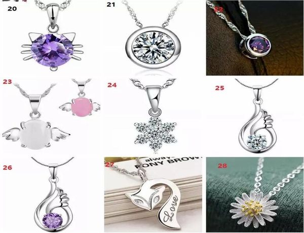 

45 styles 925 sterling silver pendant necklace without chain fashion charms pendants necklaces pearl crystal flower pendants8722548