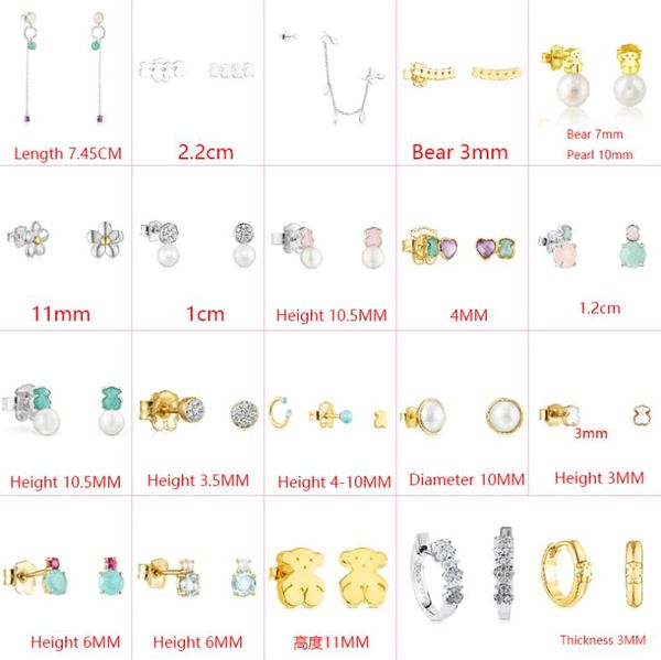 

fahmi 2022 new style 100 925 sterling silver cute bear trend fashion ladies beautiful classic earrings jewelry factory direct who6510382, Golden;silver