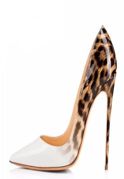

2019 fashion brand women pumps leopard white shoes woman high heels stiletto evening shoes women patent leather designer heel5975637, Black