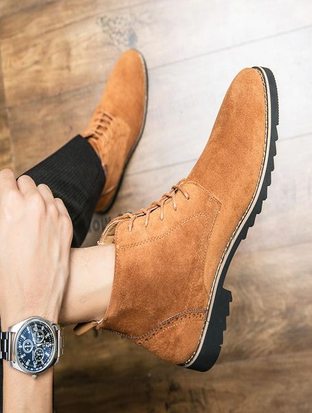 

lowlaceup boots men shoes faux suede solid color classic round toe everyday professional fashion casual martin boots hm4162779526, Black