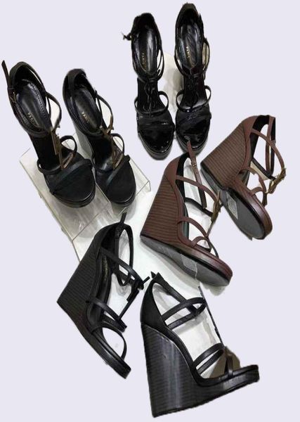 

classic ladies high heel sandals luxury designer wedding fashion show exquisite and comfortable leather material size 34419598288, Black