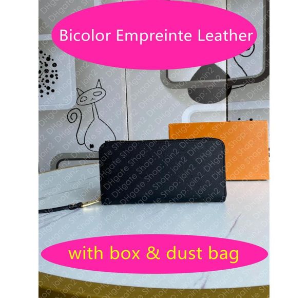 

m69794 zippy wallet designer womens bicolor flower empreinte leather card holder organizer long wallet coin purse key pouch pochet3503851, Red;black