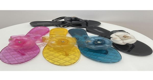 

transparent pvc beach travel flip flops for women designers slide slippers rubber luxurys swimming pool sandals classic jelly ladi2161813, Black