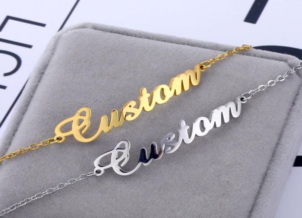 

personalized custom name bracelet charms handmade women kids jewelry engraved handwriting signature love message customized gift8198963, Black