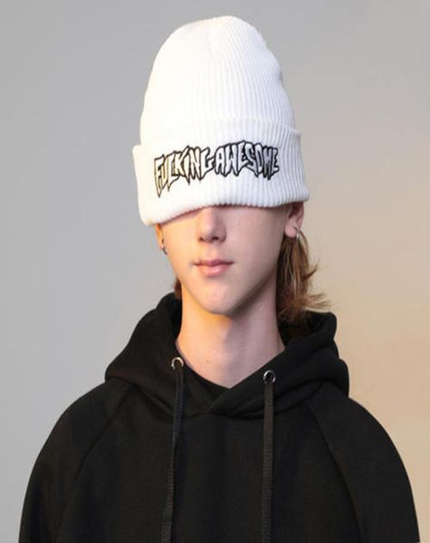 

men women fuc awesome embroidery winter beanies hat skullies beanies winter knitted hats warm hip hop cap 10pcslot whole2816067, Blue;gray