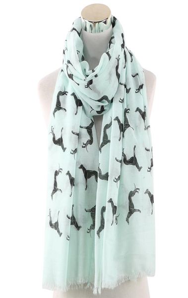 

ladies animal printed scarf new korean style lovely dog shawl 70180cm polyester breathe tassels thin scarf3652791, Blue;gray