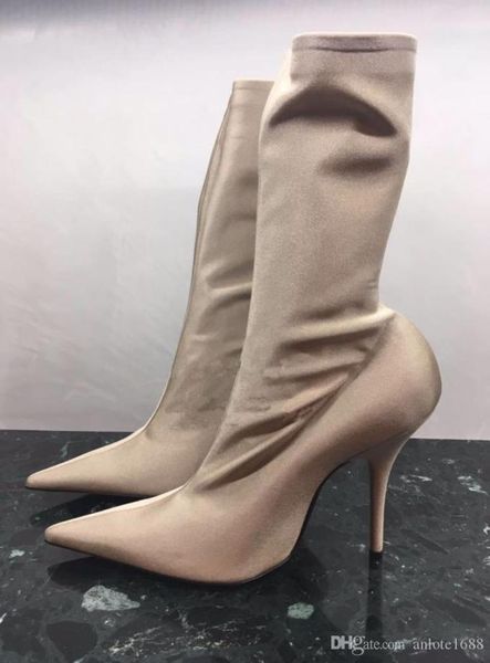

designer women flower blossom ankle boots extreme pointed toe knife bootie 15 colors sock boots woman fetish high 20201094238, Black