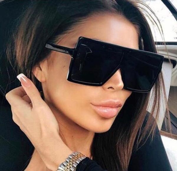 

2021 flat sunglasses oversize classic big face full pc frame square shape retro women eyeglasses2501878, White;black