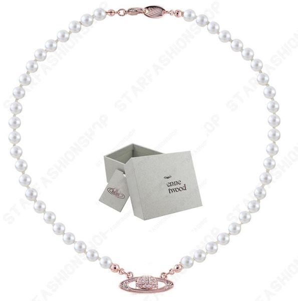 

saturn necklaces pearl beaded diamond tennis necklace woman silver chains vintage trendy style desigenr with box9935186