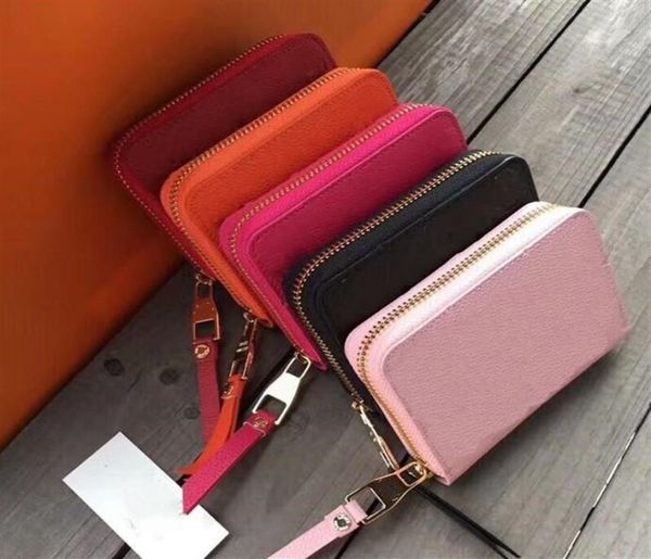 

yq embossed leather zippy coin purse 60067 womens floral compact zip around wallet card holder case mini pochette accessoires key 7222886, Red;black