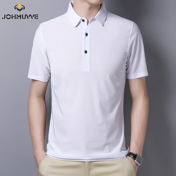 

men's polos solid color polo shirt for men polyester short sleeve quick drying company uniform no noiron non shrinkage clothes 230901, White;black