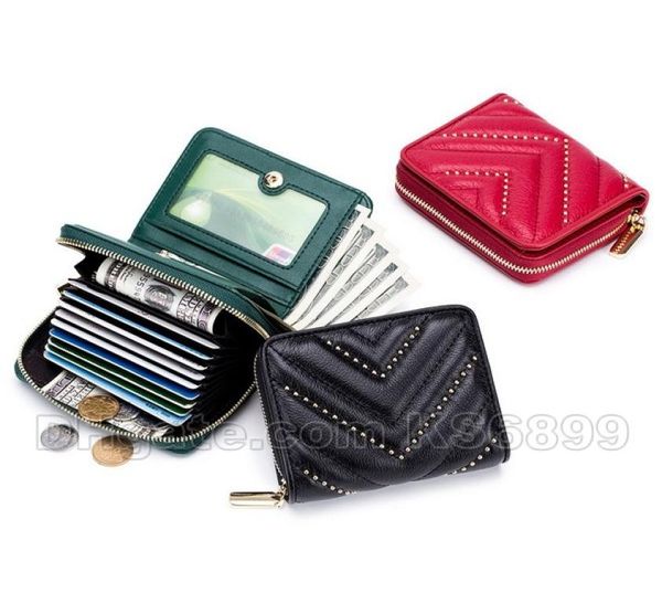 

new arrival designer genuine leather wallet card holder fashion coin purses handbags female bag multifunction mini wallets cowhid8774457, Red;black