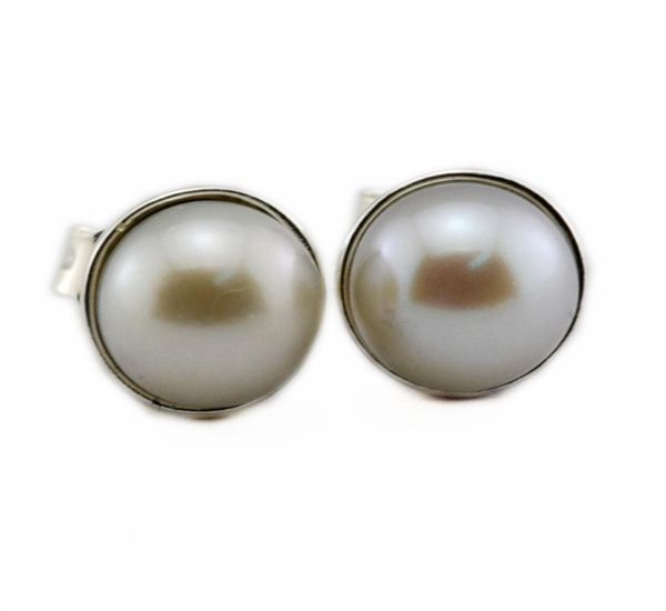 

new authentic 925 sterling silver elegant beauty stud earrings freshwater pearl brincos earing for women birthday wedding fashion 8806250, Golden;silver