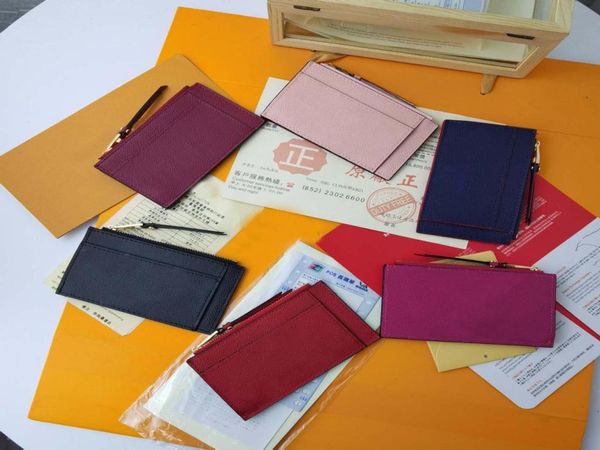 

leather zippy card holders women men small wallets coin purse7457558, Brown;gray