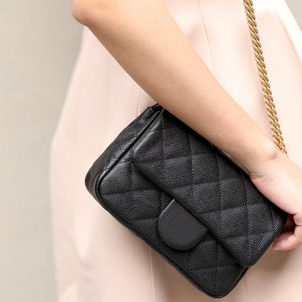 

10a r bags 19cm luxury brand classic flap purse caviar leather lady handbags c005