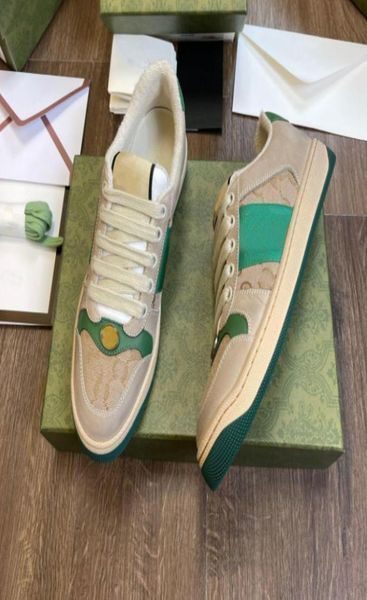 

screener sneaker beige butter dirty leather shoes running vintage red and green web stripe luxurys designers sneakers bicolor rub7198432
