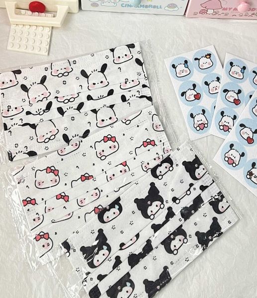 

other fashion accessories sanouli handpainted printed disposable threelayer mask cartoon cute versatile breathable protective in1543771, Silver
