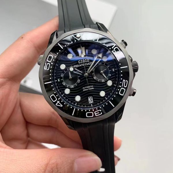 

mens quartz chronograph watch black titanium ceramic, Slivery;brown
