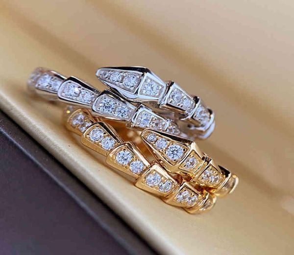 

cool wind advanced plain ring full diamond snake plated small fashion open bone food1029426, Silver