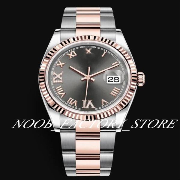 

7 models factory watch model date 36mm two tone rose gold steel strap 2813 automatic movement calendar mens gift watches original 238v, Slivery;brown