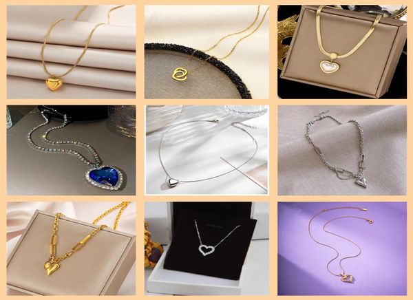 

luxurys designers heartshaped necklace pendant women gold tone necklaces for womens party jewelry gift 9 styles good4005442, Silver