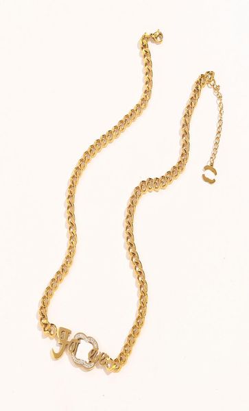 

charm women luxury designer necklace choker pendant chain crystal 18k gold plated 925 silver plated stainless steel letter necklac7030620